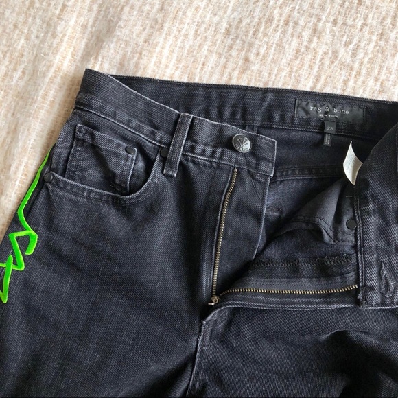 Rag And Bone Dark Wash Straight Leg Tapered Denim Jeans Embroidery 23 RRP$425 - Picture 5 of 13
